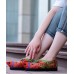 Unique Green Cotton Fabric Flat Shoes For Women Fish Embroideried Pointed Toe Splicing Flat Shoes