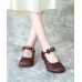 Chocolate Cowhide Leather Buckle Strap Loafers For Women