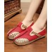 Red Flat Feet Shoes Linen Fabric Casual Hollow Out Flats