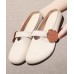 Classy Buckle Strap Beige Genuine Leather Slide Sandals